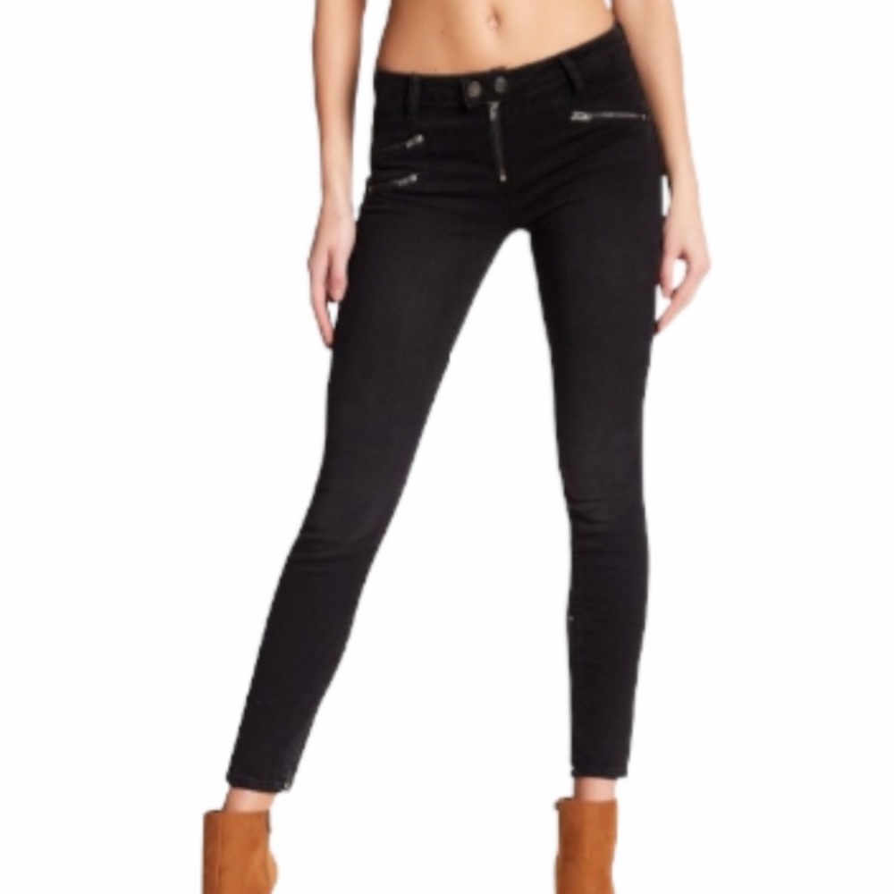 Pistola Black Moto Zip Skinny Jeans Size 27